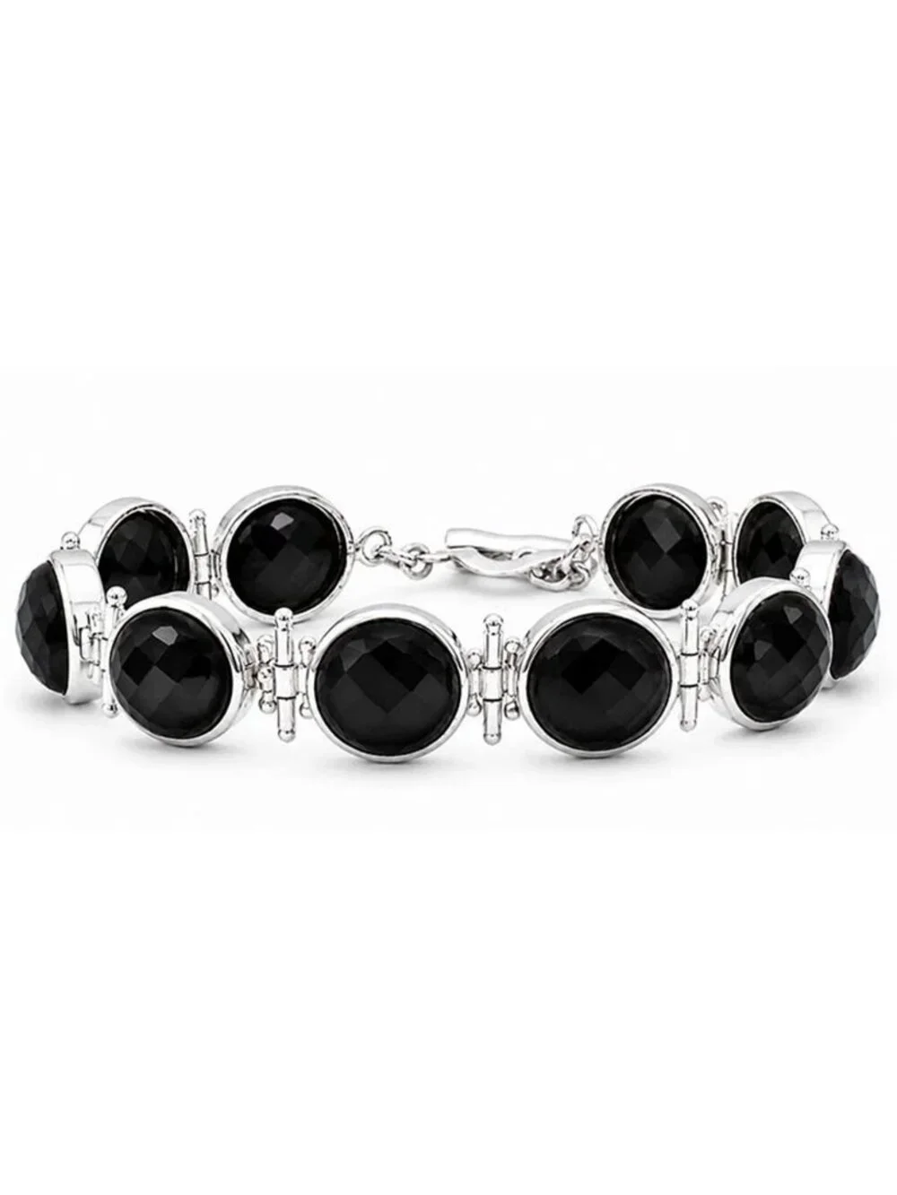 Genuine Black Onyx Bracelet .925 Sterling Silver